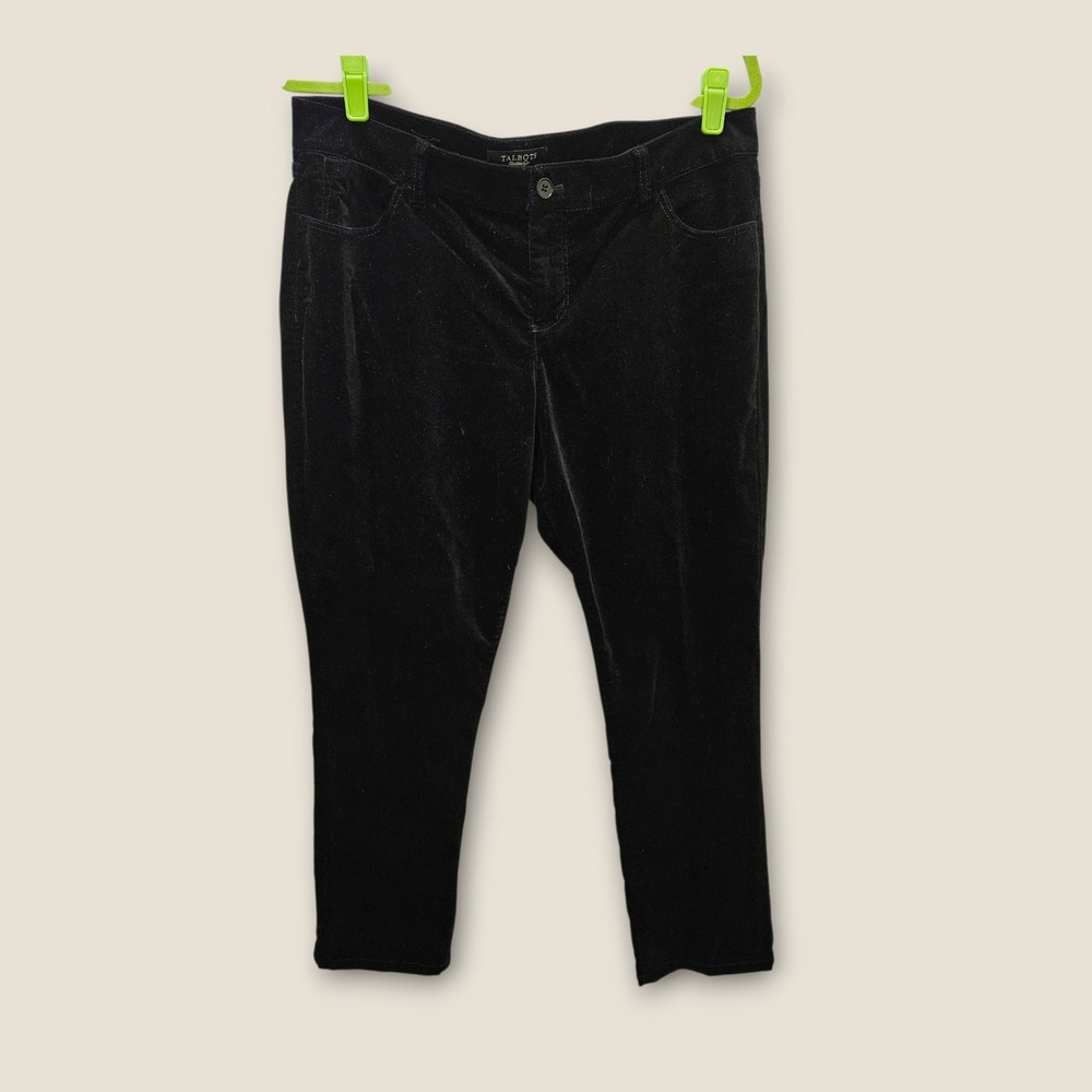 Talbots Signature Petites Black Velvet Pants Women's Size‎ 16P Cotton Blend